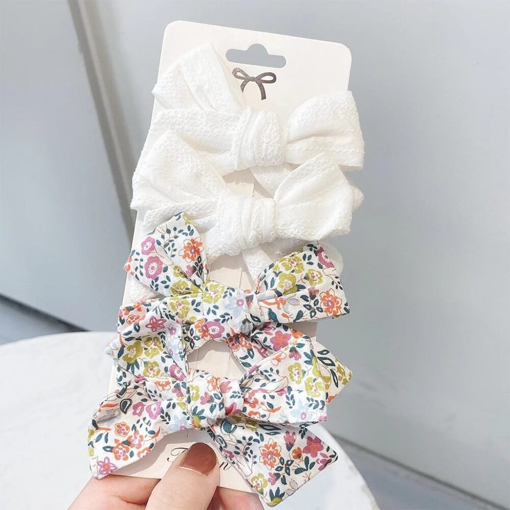 NEW - 4 PCS/Set - Cute Colorful Bow Hair Clips - Baby Girls Accesories